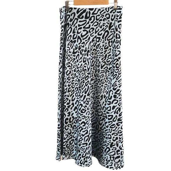 Rebecca Minkoff Sz 4 Blue Leopard Midi Skirt